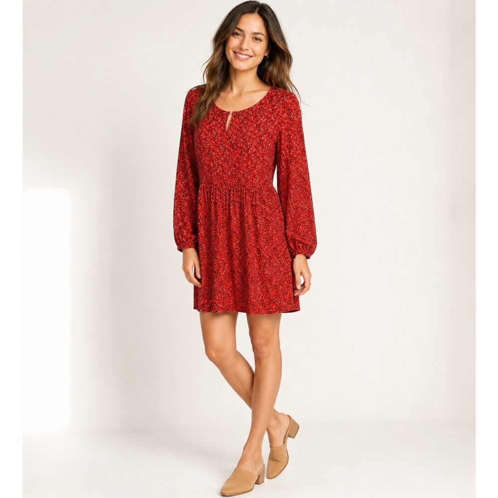 Old Navy Soft-Woven Keyhole Swing Dress size small Long Sleeve Oversized